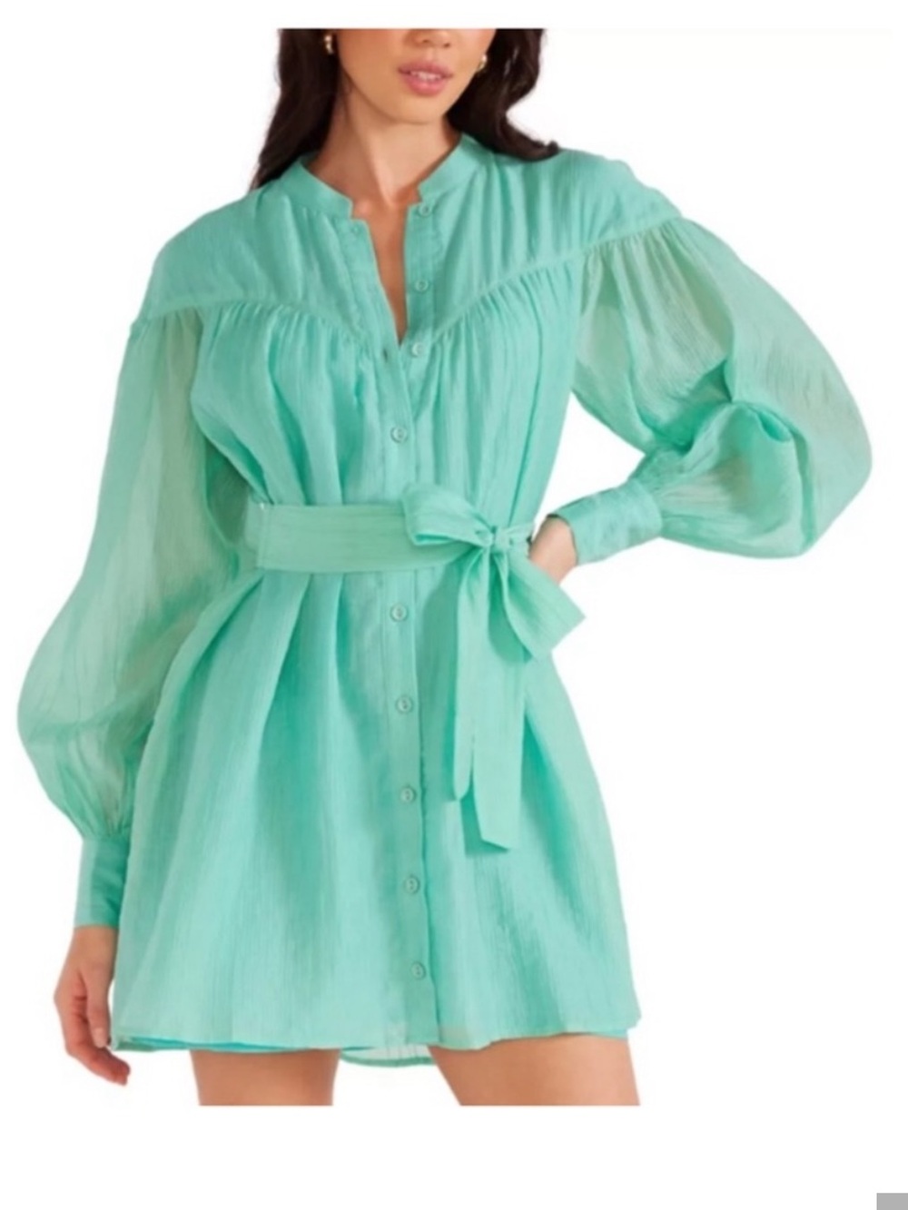 MINKPINK Mint Mini Button-Front Tie-Waist Dress